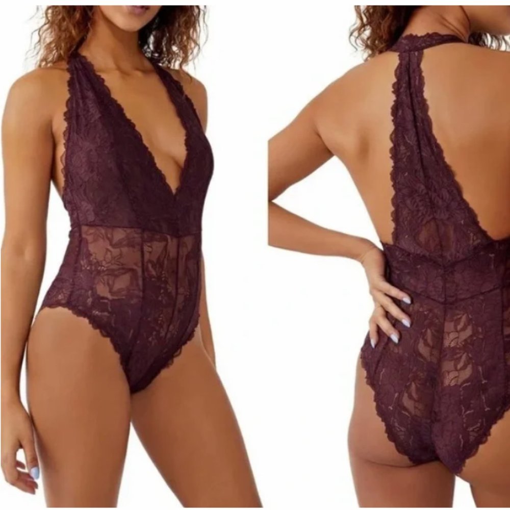 NWT Free People Everyday Lace Bodysuit /Plum Jam - Size XS